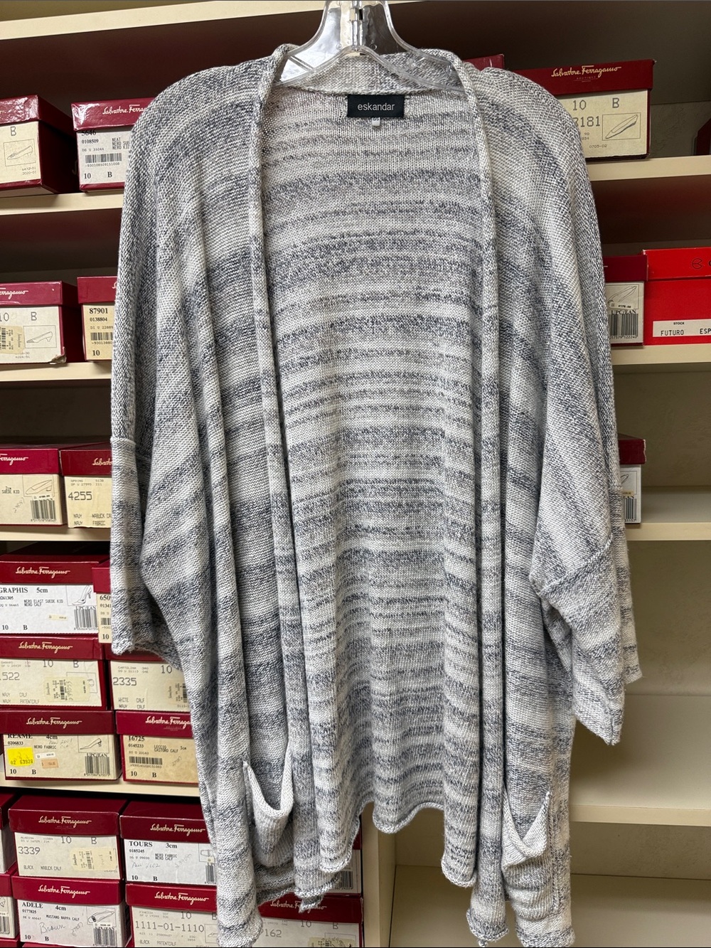 eskandar Heathered Gray Open-Front linen and silk blend Cardigan
